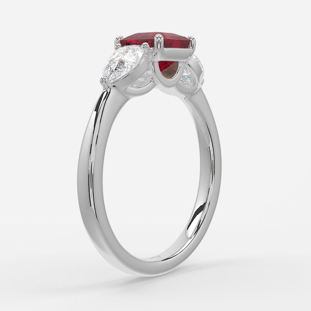1 Carat Lab Grown Asscher Ruby Ring In Platinum - Vivian