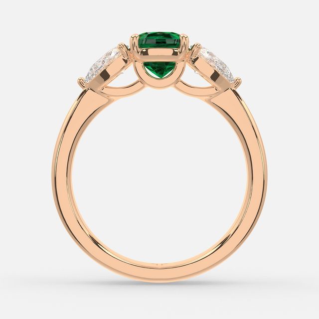 1 Carat Lab Grown Cushion Emerald Ring In Rose Gold - Vivian