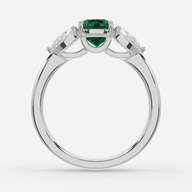 1 Carat Lab Grown Cushion Emerald Ring In White Gold - Vivian