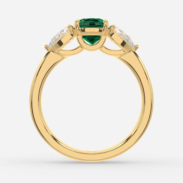 1 Carat Lab Grown Cushion Emerald Ring In Yellow Gold - Vivian