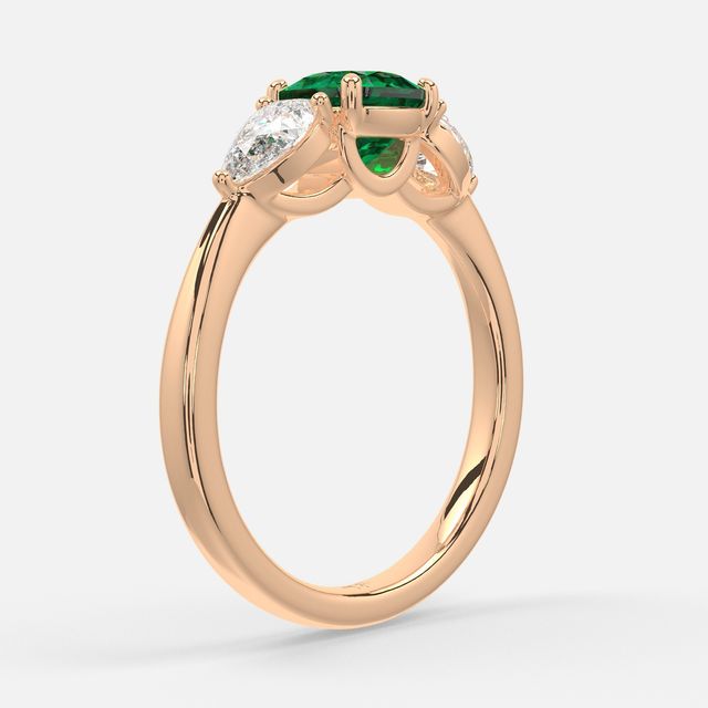 1 Carat Lab Grown Cushion Emerald Ring In Rose Gold - Vivian