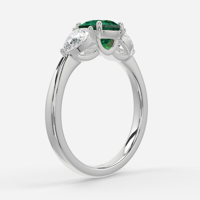 1 Carat Lab Grown Cushion Emerald Ring In White Gold - Vivian