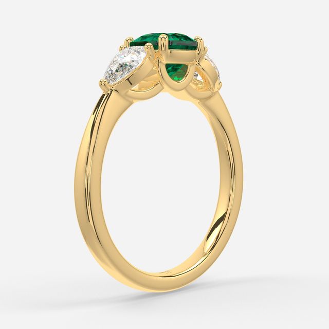 1 Carat Lab Grown Cushion Emerald Ring In Yellow Gold - Vivian