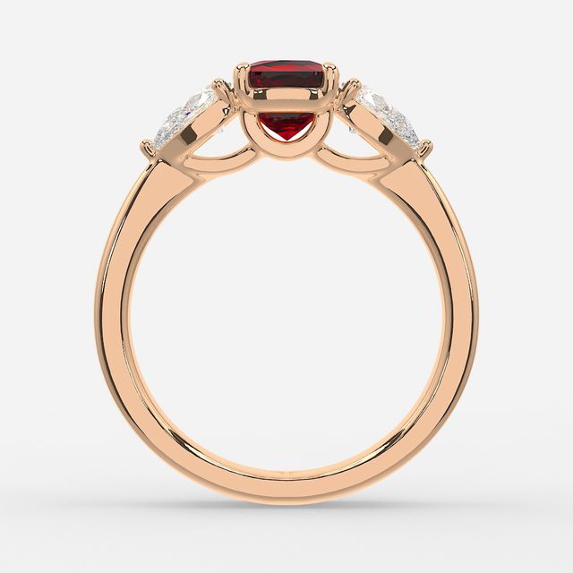 1 Carat Lab Grown Cushion Ruby Ring In Rose Gold - Vivian