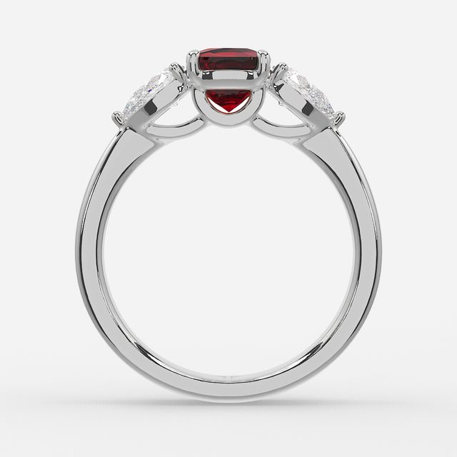 1 Carat Lab Grown Cushion Ruby Ring In White Gold - Vivian