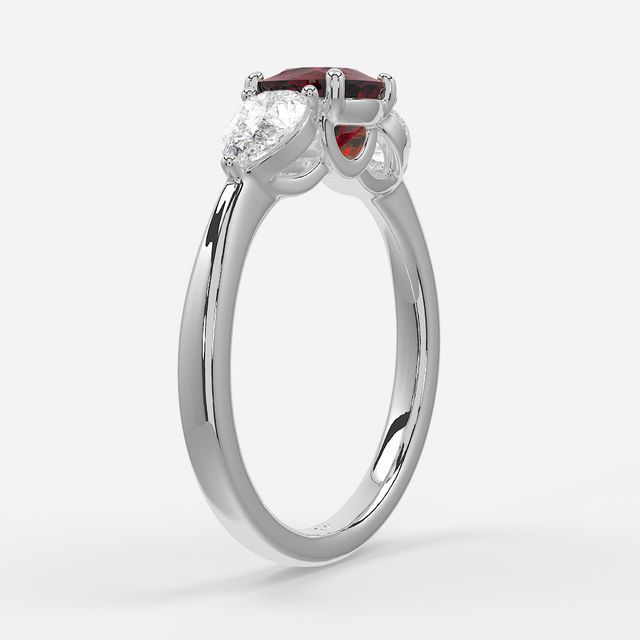 1 Carat Lab Grown Cushion Ruby Ring In White Gold - Vivian
