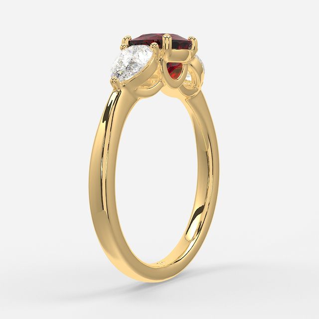 1 Carat Lab Grown Cushion Ruby Ring In Yellow Gold - Vivian