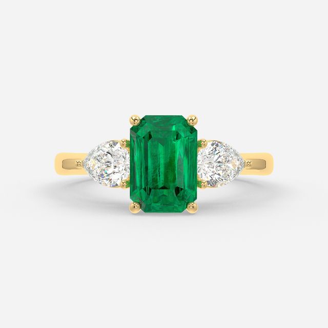1.00ct Lab Grown Emerald Cut Emerald Ring In Yellow Gold - Vivian
