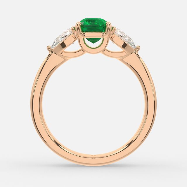 1.00ct Lab Grown Emerald Cut Emerald Ring In Rose Gold - Vivian