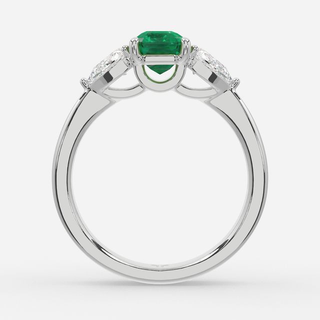 1.00ct  Lab Grown Emerald Cut Emerald Ring In White Gold - Vivian