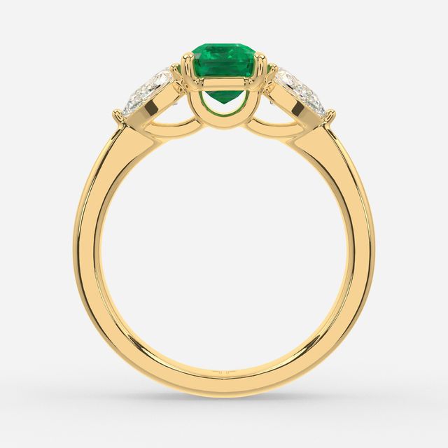 1.00ct Lab Grown Emerald Cut Emerald Ring In Yellow Gold - Vivian