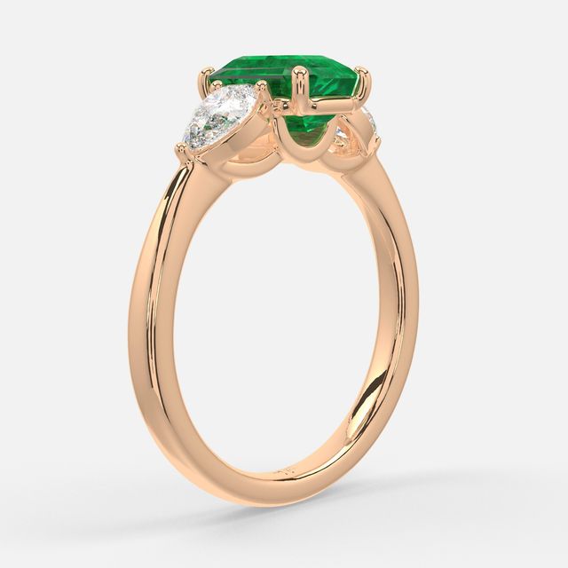 1.00ct Lab Grown Emerald Cut Emerald Ring In Rose Gold - Vivian