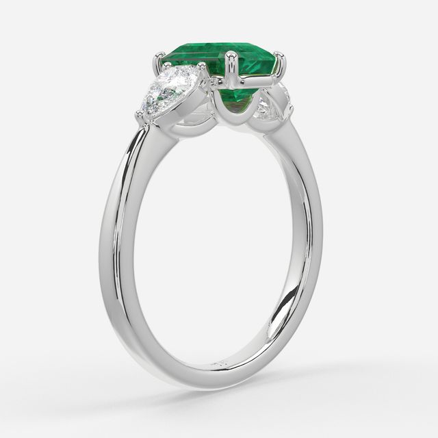 1.00ct  Lab Grown Emerald Cut Emerald Ring In White Gold - Vivian