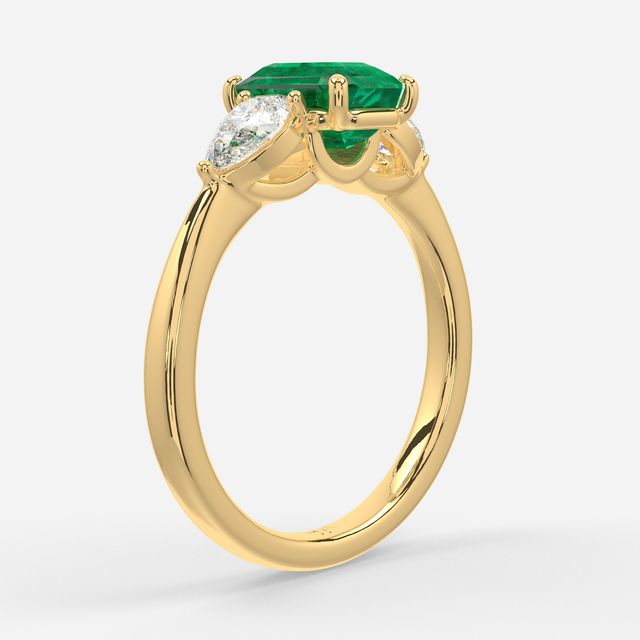 1.00ct Lab Grown Emerald Cut Emerald Ring In Yellow Gold - Vivian