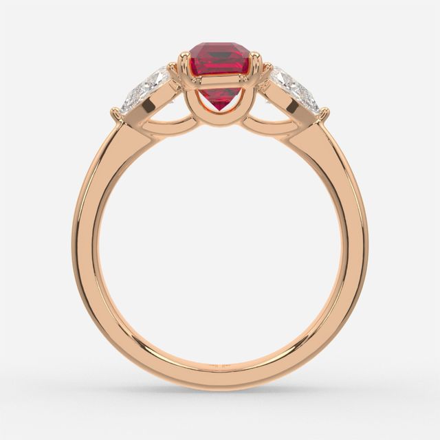 1 Carat Lab Grown Emerald Ruby Ring In Rose Gold - Vivian