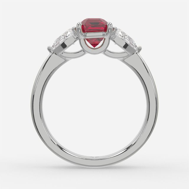 1 Carat Lab Grown Emerald Ruby Ring In Platinum - Vivian