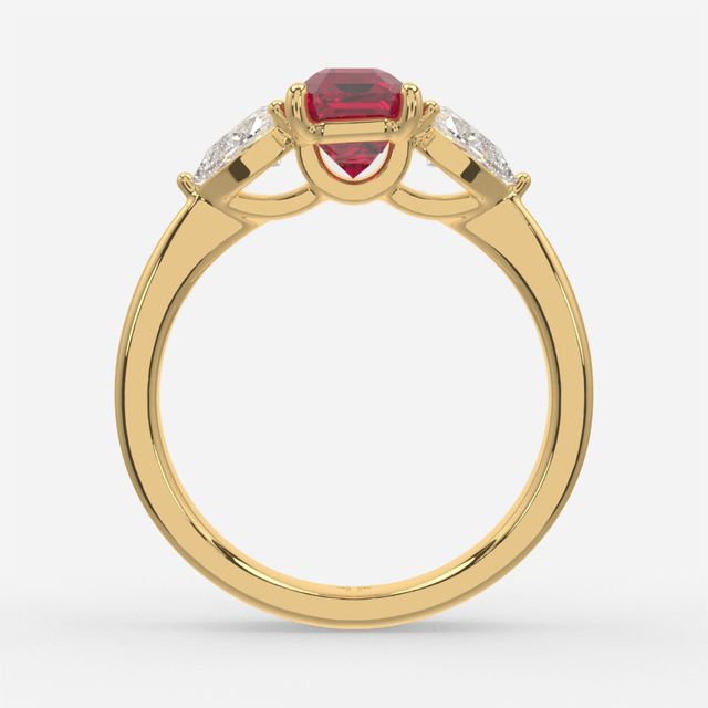 1 Carat Lab Grown Emerald Ruby Ring In Yellow Gold - Vivian