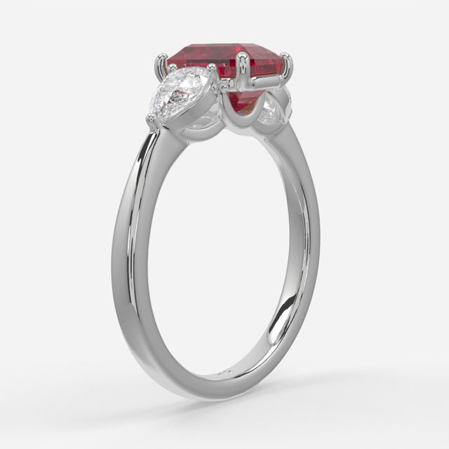 1 Carat Lab Grown Emerald Ruby Ring In Platinum - Vivian