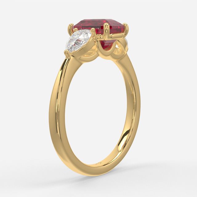 1 Carat Lab Grown Emerald Ruby Ring In Yellow Gold - Vivian