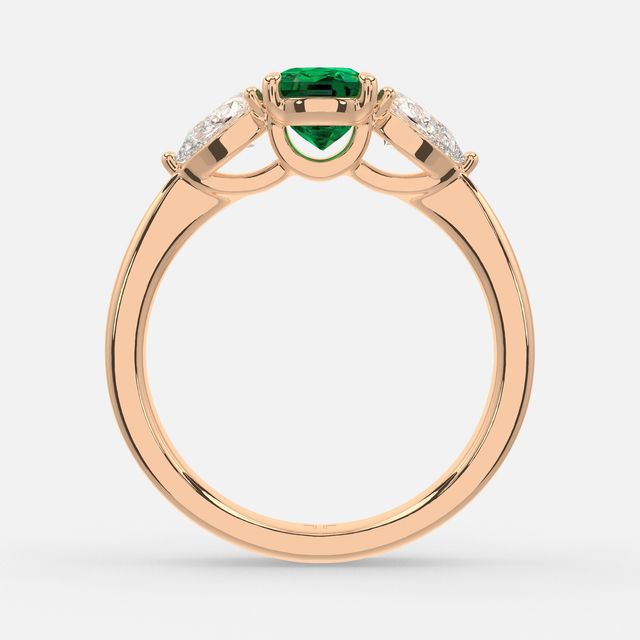 1 Carat Lab Grown Elongated Cushion Emerald Ring In Rose Gold - Vivian
