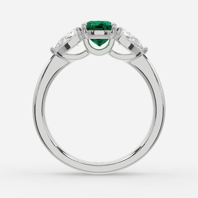 1 Carat Lab Grown Elongated Cushion Emerald Ring In Platinum - Vivian