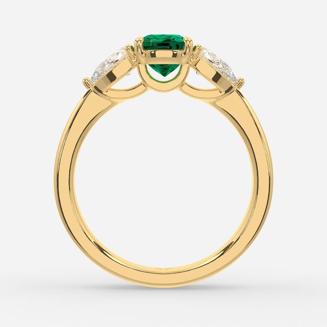 1 Carat Lab Grown Elongated Cushion Emerald Ring In Yellow Gold - Vivian