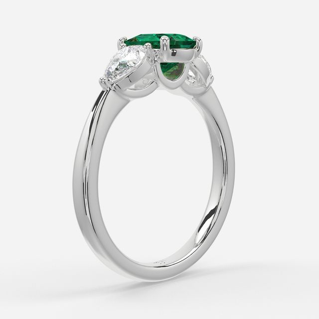 1 Carat Lab Grown Elongated Cushion Emerald Ring In Platinum - Vivian