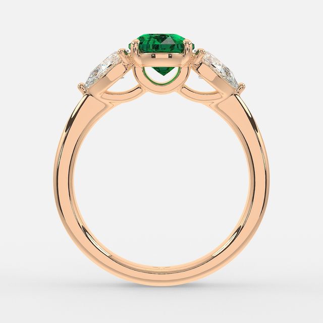 1 Carat Lab Grown Oval Emerald Ring In Rose Gold - Vivian