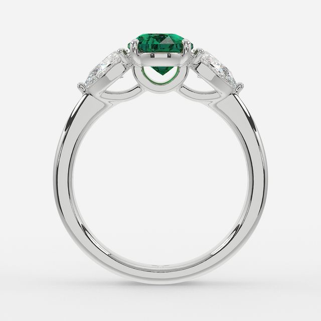 1 Carat Lab Grown Oval Emerald Ring In Platinum - Vivian