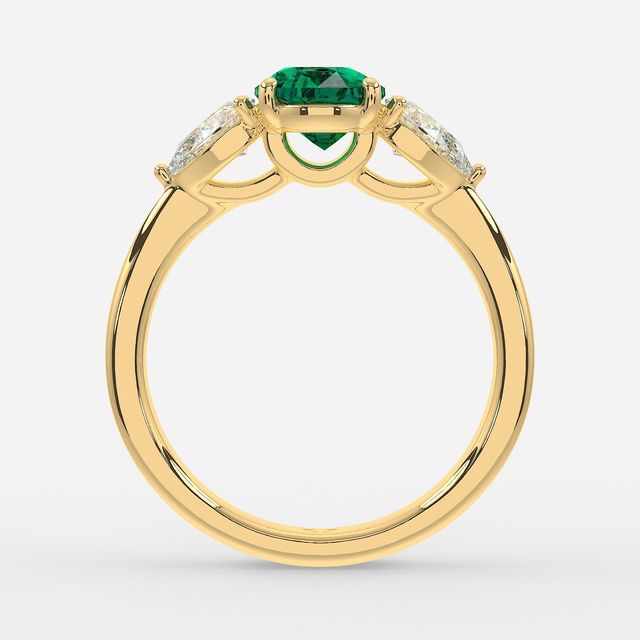 1 Carat Lab Grown Oval Emerald Ring In Yellow Gold - Vivian