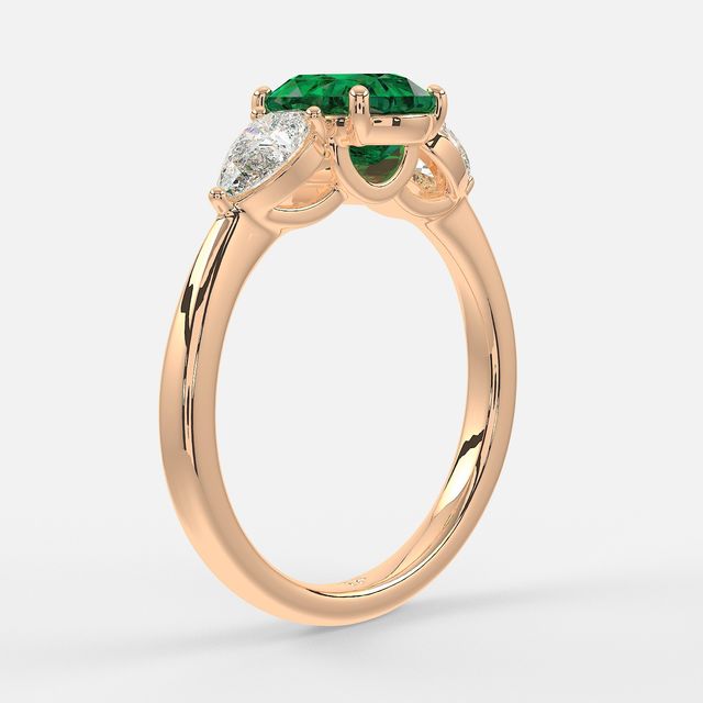 1 Carat Lab Grown Oval Emerald Ring In Rose Gold - Vivian