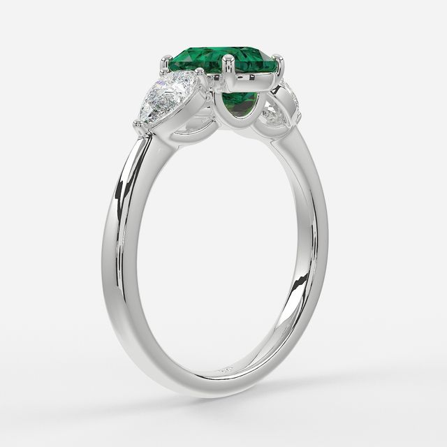 1 Carat Lab Grown Oval Emerald Ring In Platinum - Vivian