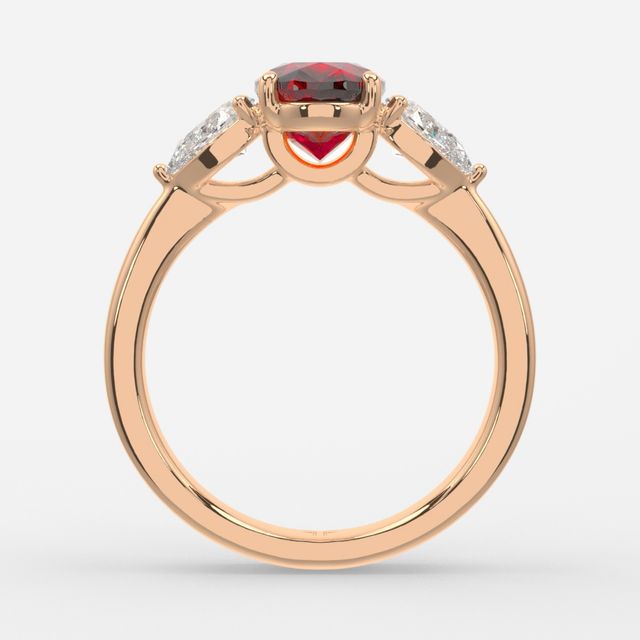 1 Carat Lab Grown Oval Ruby Ring In Rose Gold - Vivian