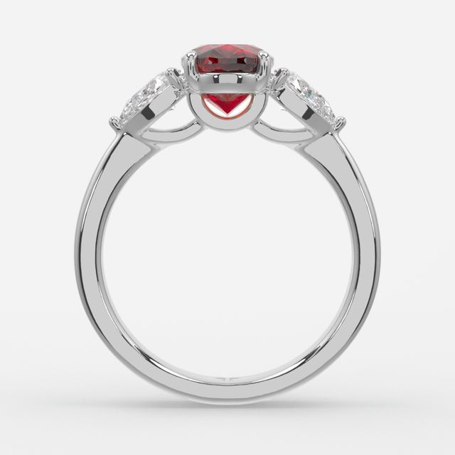 1 Carat Lab Grown Oval Ruby Ring In White Gold - Vivian