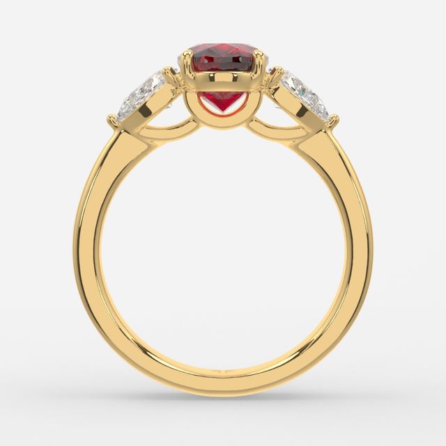 1 Carat Lab Grown Oval Ruby Ring In Yellow Gold - Vivian