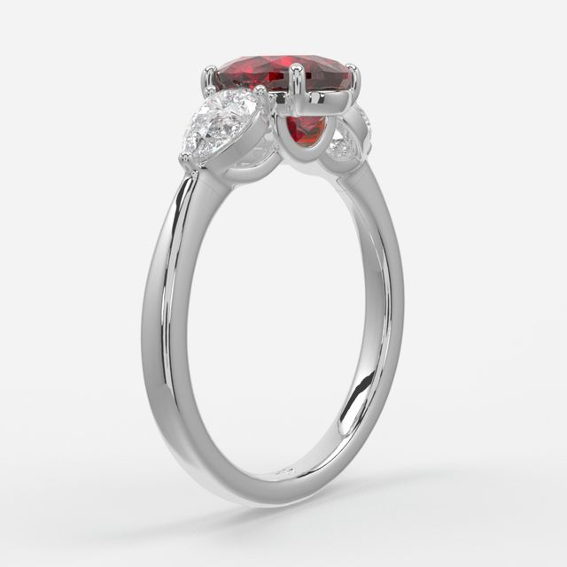 1 Carat Lab Grown Oval Ruby Ring In White Gold - Vivian