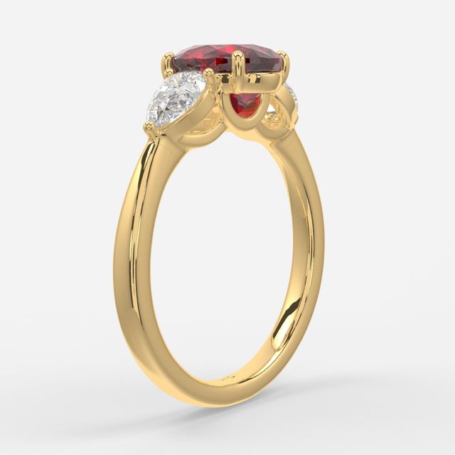 1 Carat Lab Grown Oval Ruby Ring In Yellow Gold - Vivian