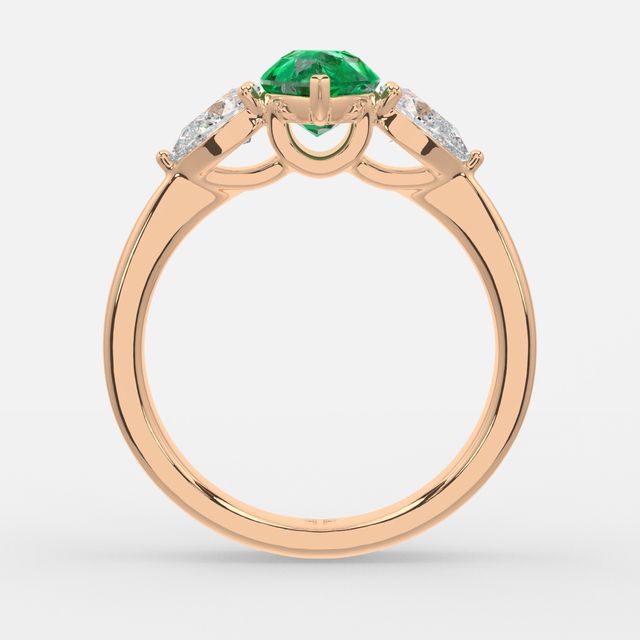 1 Carat Lab Grown Pear Emerald Ring In Rose Gold - Vivian