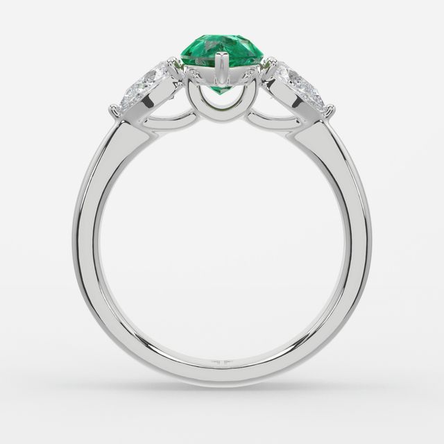 1 Carat Lab Grown Pear Emerald Ring In Platinum - Vivian