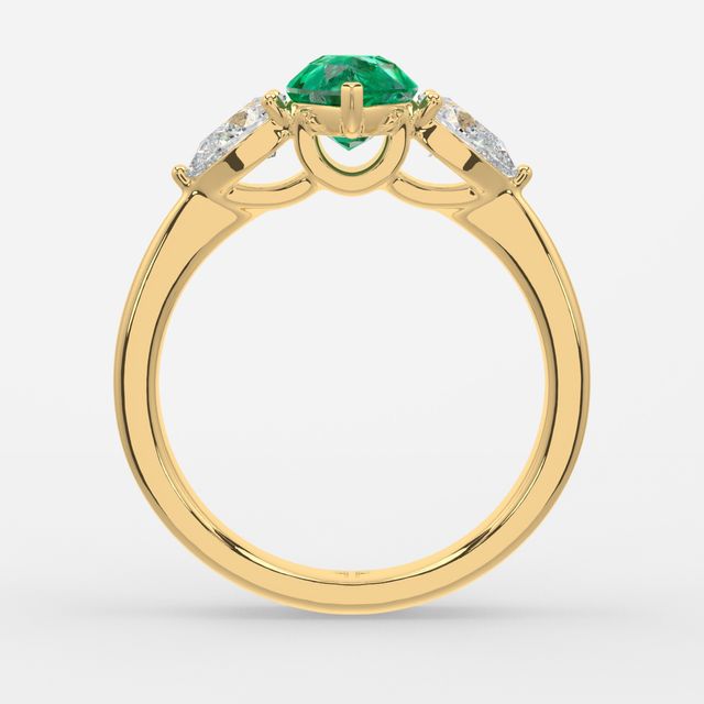 1 Carat Lab Grown Pear Emerald Ring In Yellow Gold - Vivian