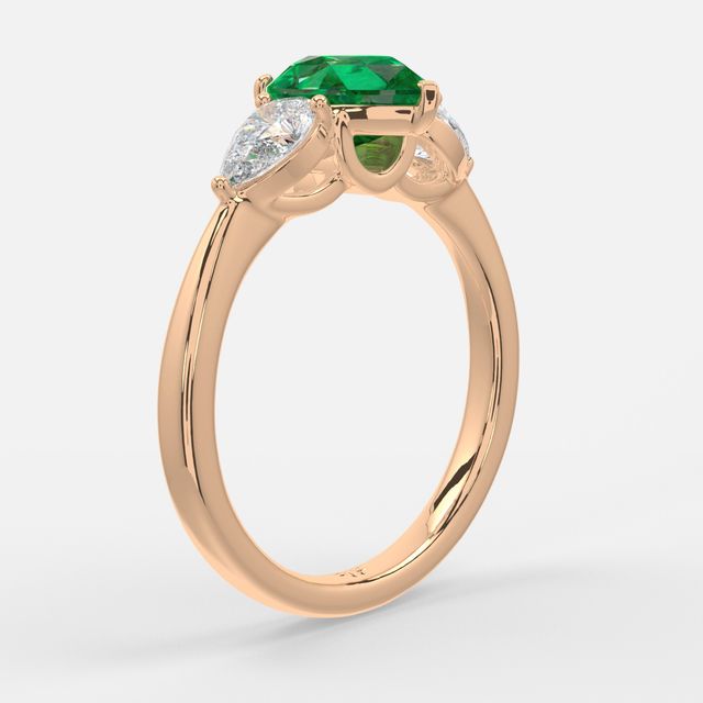 1 Carat Lab Grown Pear Emerald Ring In Rose Gold - Vivian