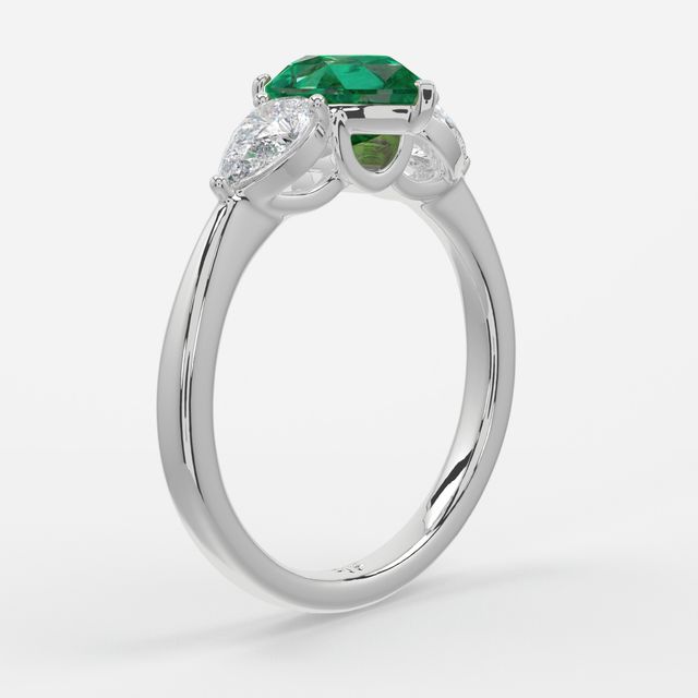 1 Carat Lab Grown Pear Emerald Ring In Platinum - Vivian
