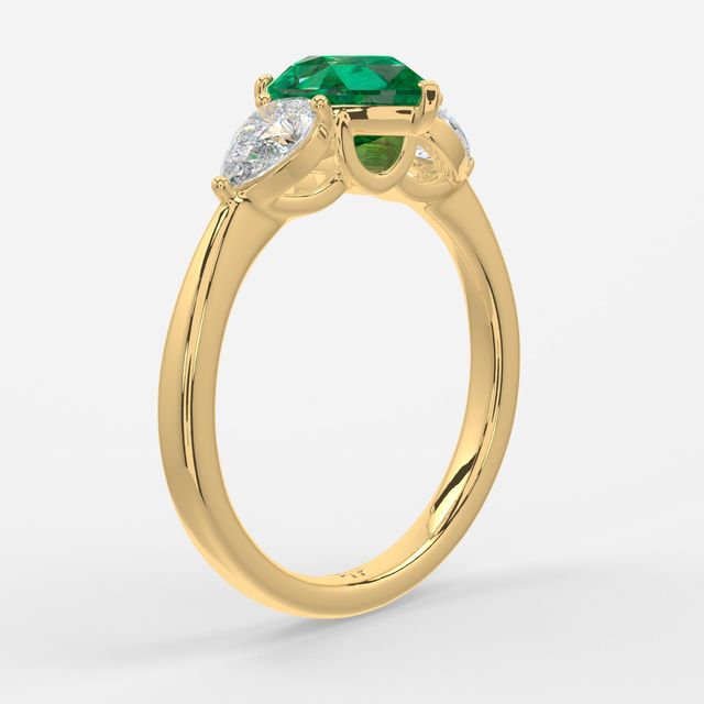 1 Carat Lab Grown Pear Emerald Ring In Yellow Gold - Vivian