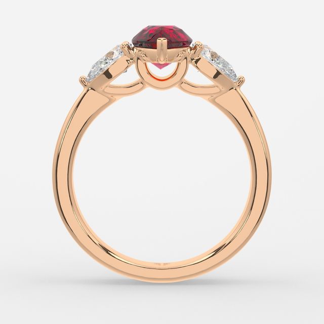 1 Carat Lab Grown Pear Ruby Ring In Rose Gold - Vivian