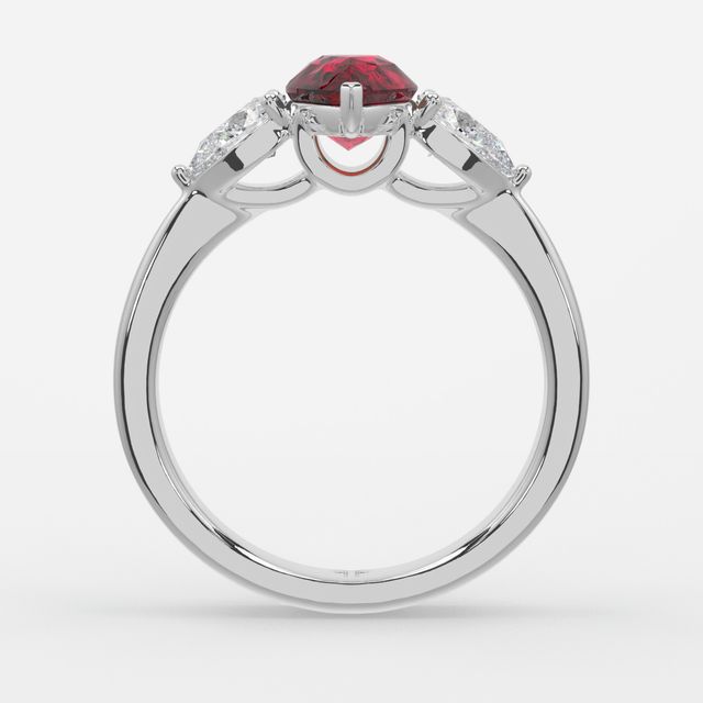 1 Carat Lab Grown Pear Ruby Ring In White Gold - Vivian