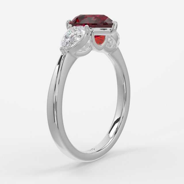 1 Carat Lab Grown Pear Ruby Ring In White Gold - Vivian