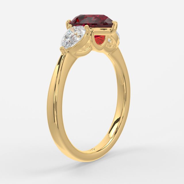 1 Carat Lab Grown Pear Ruby Ring In Yellow Gold - Vivian