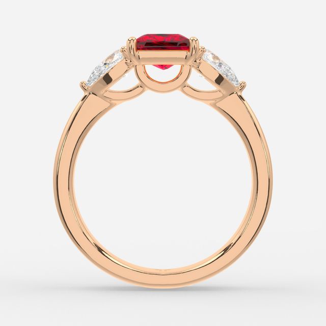 1 Carat Lab Grown Princess Ruby Ring In Rose Gold - Vivian