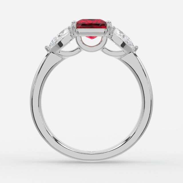 1 Carat Lab Grown Princess Ruby Ring In White Gold - Vivian