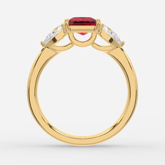1 Carat Lab Grown Princess Ruby Ring In Yellow Gold - Vivian